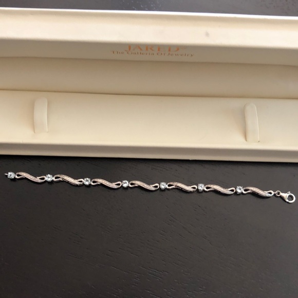 Sterling silver and aquamarine tennis bracelet - Picture 4 of 6